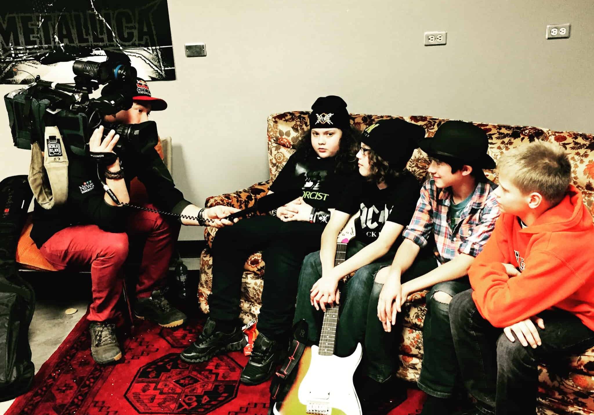 Jonah Little with his rock band in 2015