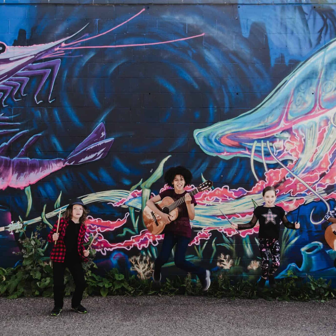 Junior Rock Band with five kids Junior Rock Band with five kids